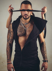 trust concept. muscular macho man with athletic body. brutal sportsman. steroids. dominating. sexy...