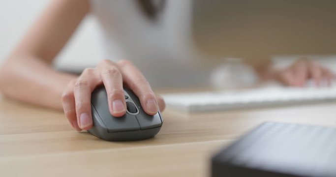 Woman work on computer in office