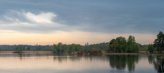 Panorama Lake Landscape with dark clouds