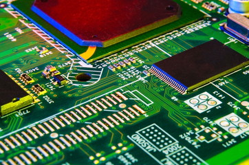 Electronic board wallpaper, Motherboard digital chip. Tech science background.
