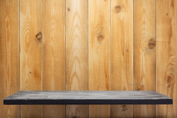 shelf and wooden wall background texture