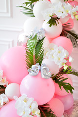 Composition of  balloons.  Decorations for holiday party. 