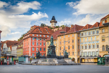 Historic city of Graz with main square, Styria, Austria - obrazy, fototapety, plakaty