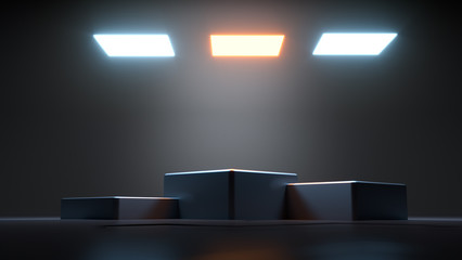 Winners top the first, second and third place of the  Awards ceremony,3D Illustration