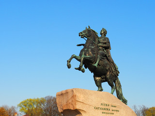 Fototapeta premium Peter the Great monument or Bronze Horseman on the Senate Square. Saint Petersburg, Russia