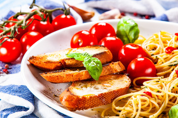 Spaghetti aglio e olio - pasta with chili and garlic