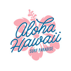 Aloha hawaii floral t-shirt print. Vector vintage illustration.