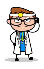 Wearing Specs - Professional Cartoon Doctor Vector Illustration
