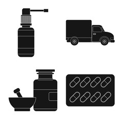 Isolated object of pharmacy and hospital sign. Collection of pharmacy and business stock vector illustration.