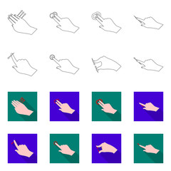 Vector illustration of touchscreen and hand sign. Set of touchscreen and touch stock vector illustration.