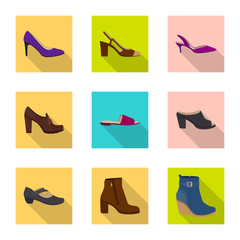 Obraz premium Vector design of footwear and woman symbol. Collection of footwear and foot stock vector illustration.