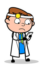 Finding Contact - Professional Cartoon Doctor Vector Illustration