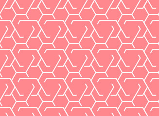 The geometric pattern with lines. Seamless vector background. White and pink texture. Graphic modern pattern. Simple lattice graphic design