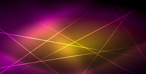 Neon glowing lines, magic energy space light concept, abstract background wallpaper design