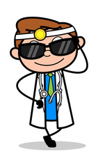 Weared a Trendy Sunglasses - Professional Cartoon Doctor Vector Illustration