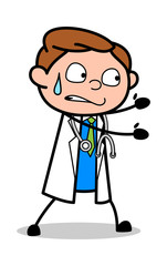 Holded with Full of Force - Professional Cartoon Doctor Vector Illustration