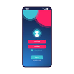 Login page smartphone interface vector template