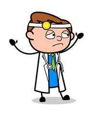 Very Disappointed and Raising Hands - Professional Cartoon Doctor Vector Illustration