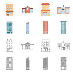 Fototapeta premium Isolated object of municipal and center logo. Set of municipal and estate vector icon for stock.
