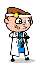 Funny Injured Face - Professional Cartoon Doctor Vector Illustration