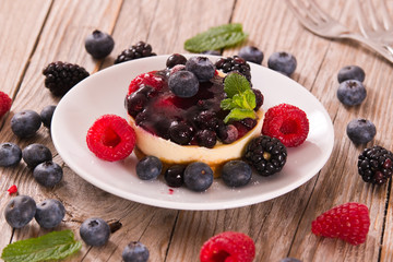 Cheesecakes with mixed berries.