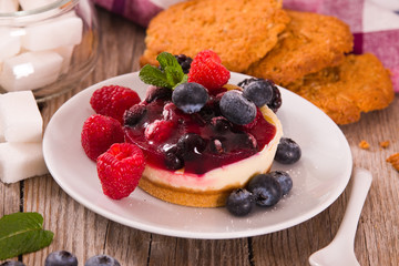 Cheesecakes with mixed berries.