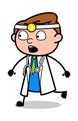 Talking While Running - Professional Cartoon Doctor Vector Illustration