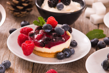 Cheesecakes with mixed berries.