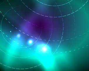 Neon circles abstract background