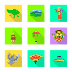 Isolated object of travel and tourism sign. Set of travel and island stock vector illustration.