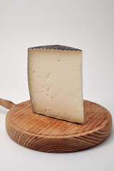 Cured old cheese with white background