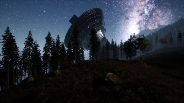astronomical observatory under the night sky stars. hyperlapse