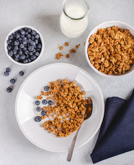 Crunchy Granola Breakfast With Fresh Blueberries