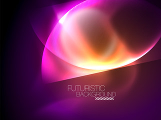 Blurred neon glowing round shapes, abstract circles and lights