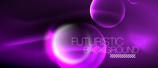 Blurred neon glowing round shapes, abstract circles and lights