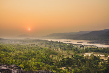 Sunrise at Pha Taem National Park, Ubon Ratchathani. Here is the first place to see Sunrise in Thailand.
