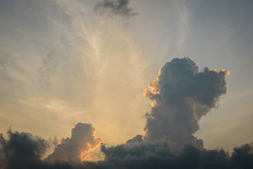 The nature of blue sky with dark cloudy in the morning.