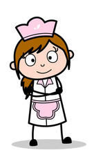 Smiling and Staring - Retro Cartoon Waitress Female Chef Vector Illustration