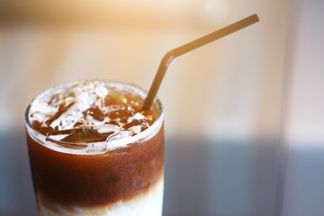 Cold iced coffee with milk