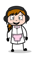 Customer care - Retro Cartoon Waitress Female Chef Vector Illustration