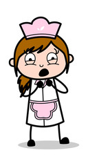 Kindness - Retro Cartoon Waitress Female Chef Vector Illustration