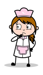 Remembering Expression - Retro Cartoon Waitress Female Chef Vector Illustration