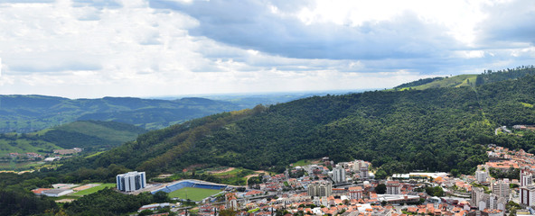 AGUAS DE LINDOIA, SAO PAULO, BRAZIL - FEBRUARY 27, 2018 - panoramic view from the top of city, being able to visualize constructions and nature together