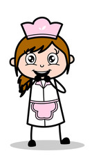 Waiting for Someone - Retro Cartoon Waitress Female Chef Vector Illustration