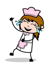 Very Happy - Retro Cartoon Waitress Female Chef Vector Illustration