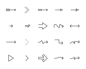 set of arrow icons, such as linear, curve, aiming, next