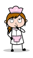 Remembering - Retro Cartoon Waitress Female Chef Vector Illustration