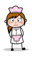 Fearful - Retro Cartoon Waitress Female Chef Vector Illustration