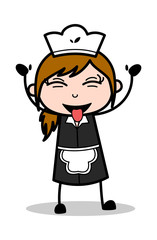 Teasing - Retro Cartoon Waitress Female Chef Vector Illustration