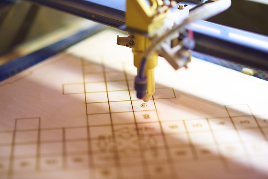 Plywood Laser Cutting Process Close Up